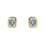 Elements Gold Elongated Octagon Aquamarine Stud Earrings