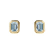 Elements Gold Elongated Octagon Aquamarine Stud Earrings