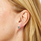Elements Gold Elongated Octagon Aquamarine Stud Earrings