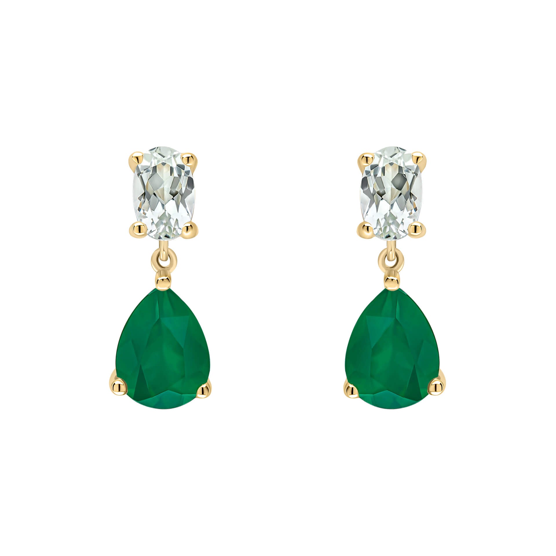 Elements Gold Toi et Moi Amethyst and Onyx Drop Earrings