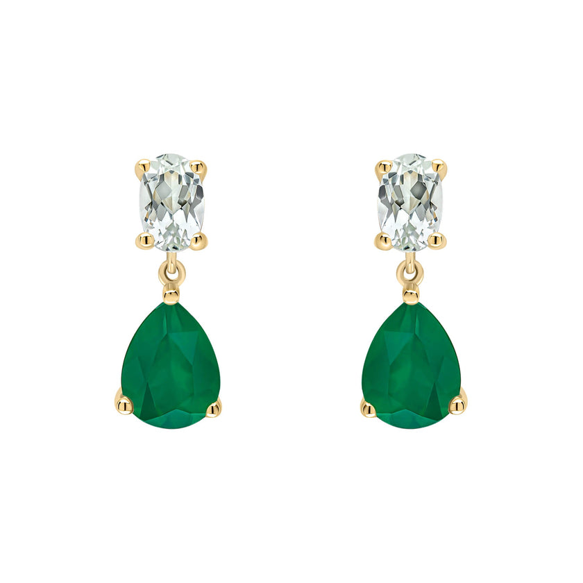 Elements Gold Toi et Moi Amethyst and Onyx Drop Earrings