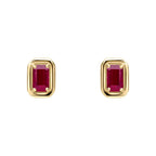 Elements Gold Chunky Border Precious Stone Stud Earrings