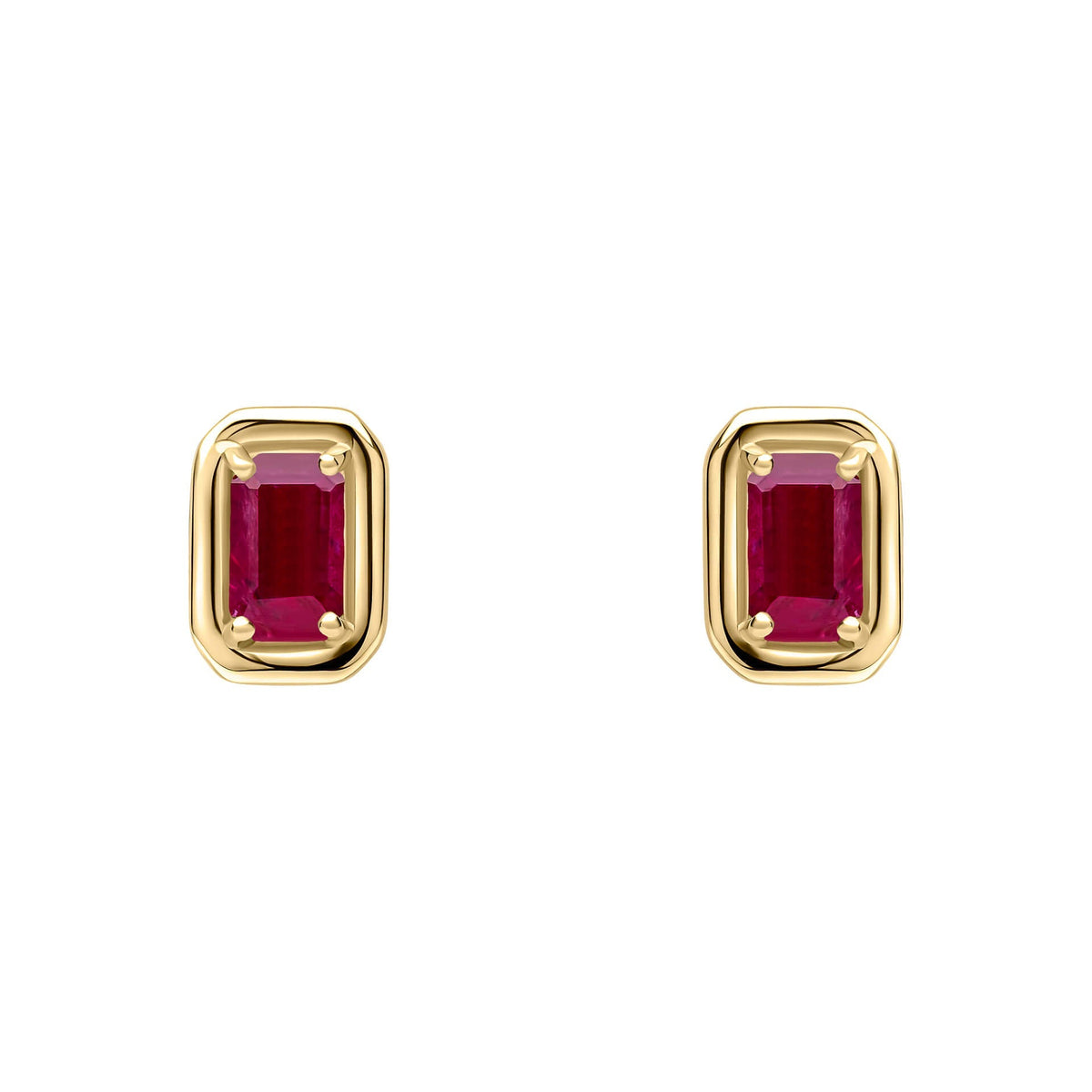 Elements Gold Chunky Border Precious Stone Stud Earrings