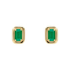 Elements Gold Chunky Border Precious Stone Stud Earrings