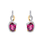 Elements Gold Elegant Twist Garnet Drop Earrings