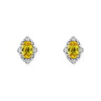 Elements Gold Oval Sapphire and Diamond Stud Earrings