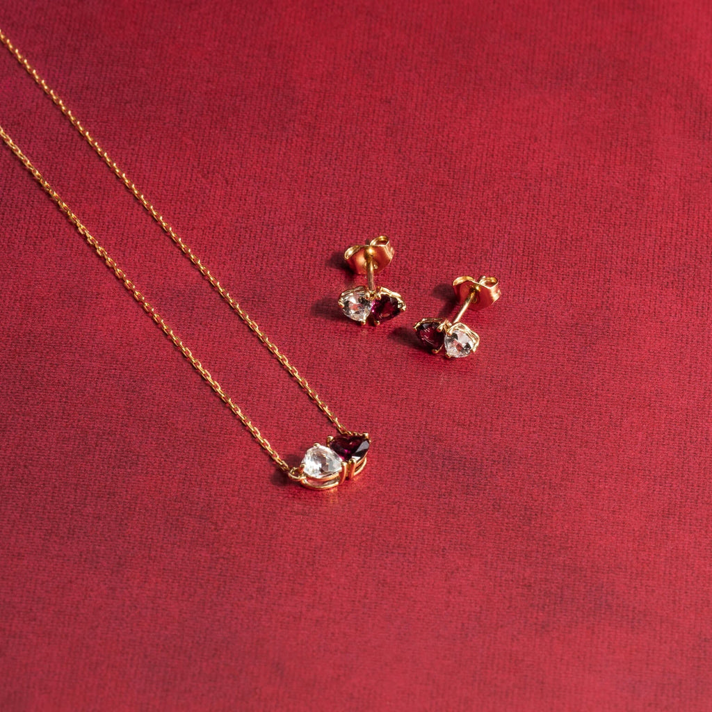 Elements Gold Toi et Moi Heart Stud Earrings