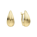 Elements Gold Ridged Teardrop Hoop Earrings