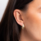 Elements Gold Ridged Teardrop Hoop Earrings