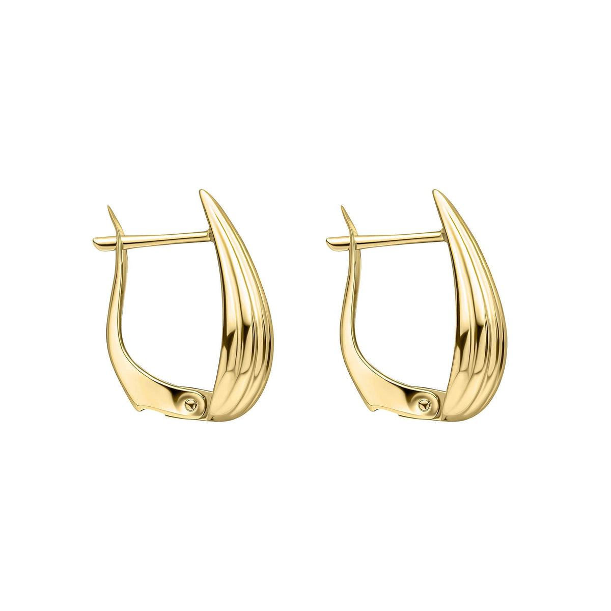 Pendientes de aro con diseño de lágrima estriada Elements Gold