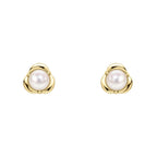 Elements Gold Petal Set Pearl Stud Earrings