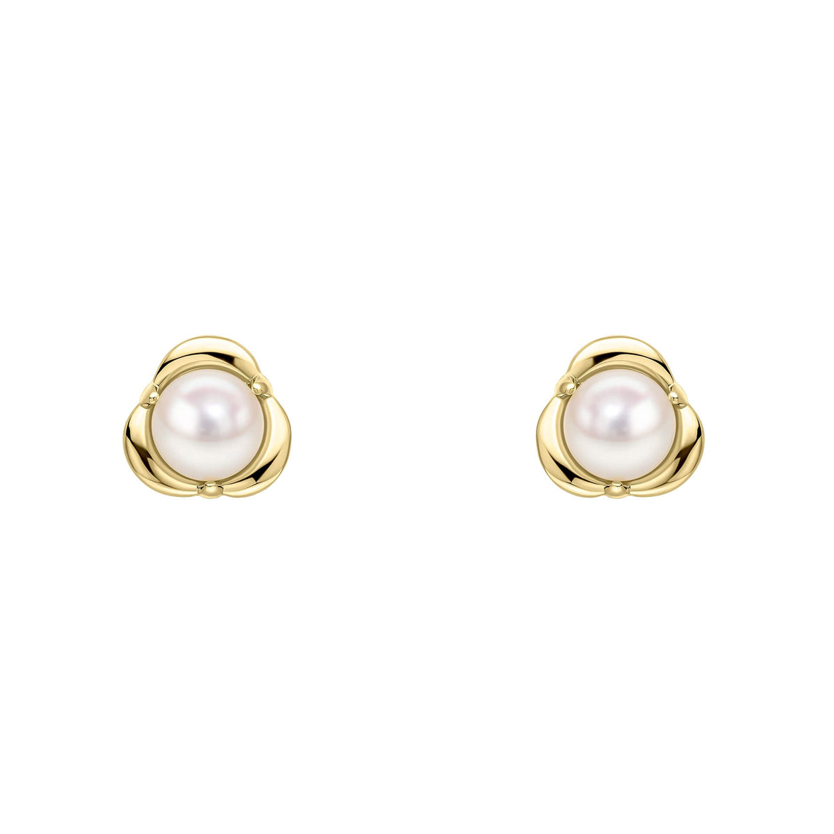 Elements Gold Petal Set Pearl Stud Earrings