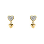Elements Gold Double Heart Drop Earrings