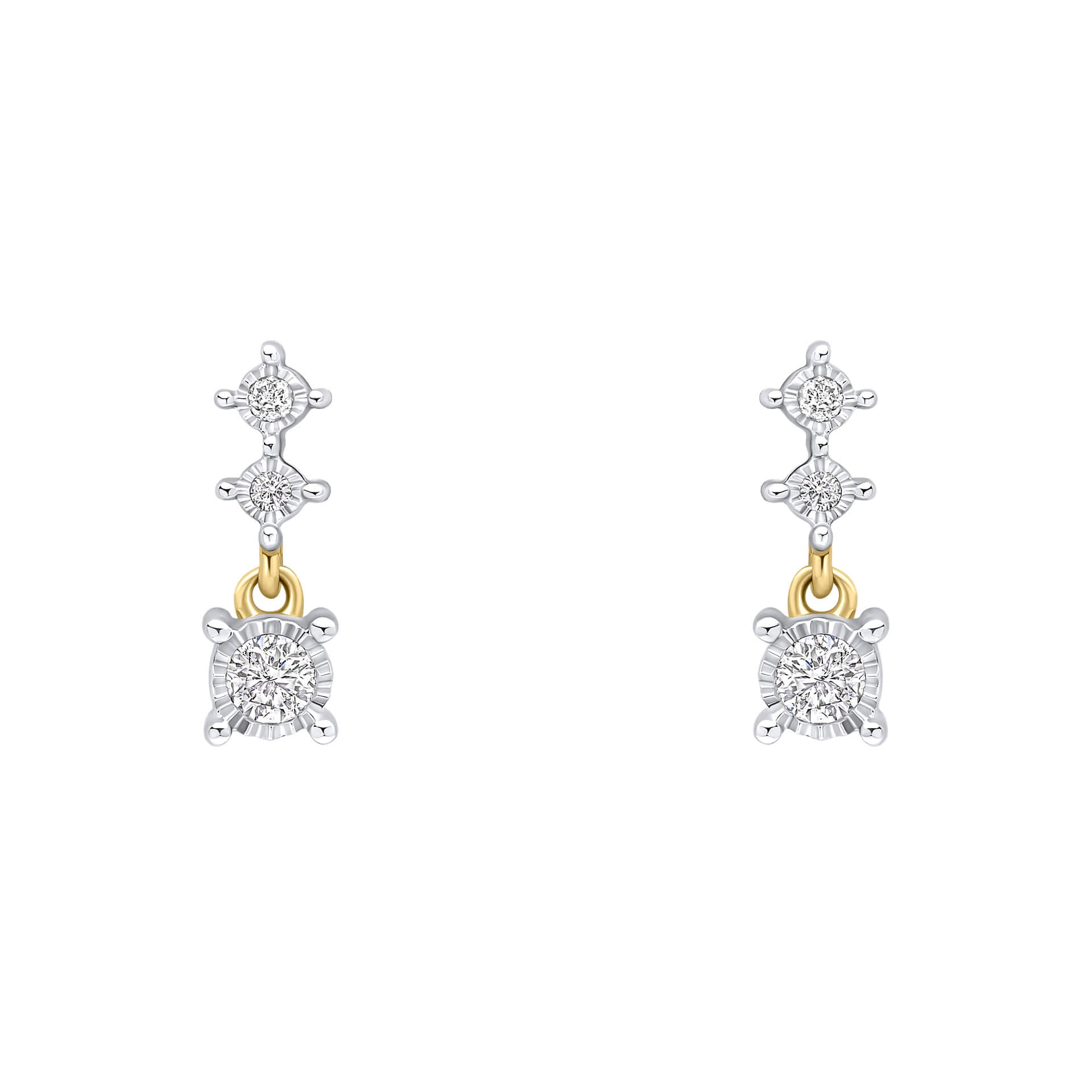 Elements Gold Diamond Trilogy Drop Earrings