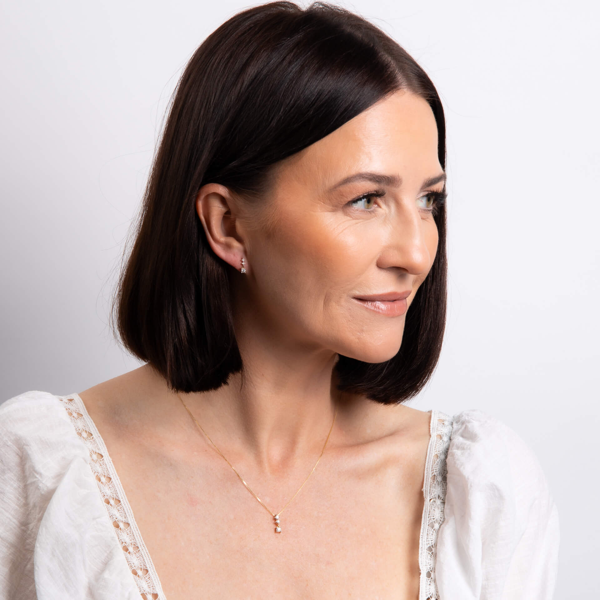 Elements Gold Diamond Trilogy Drop Earrings