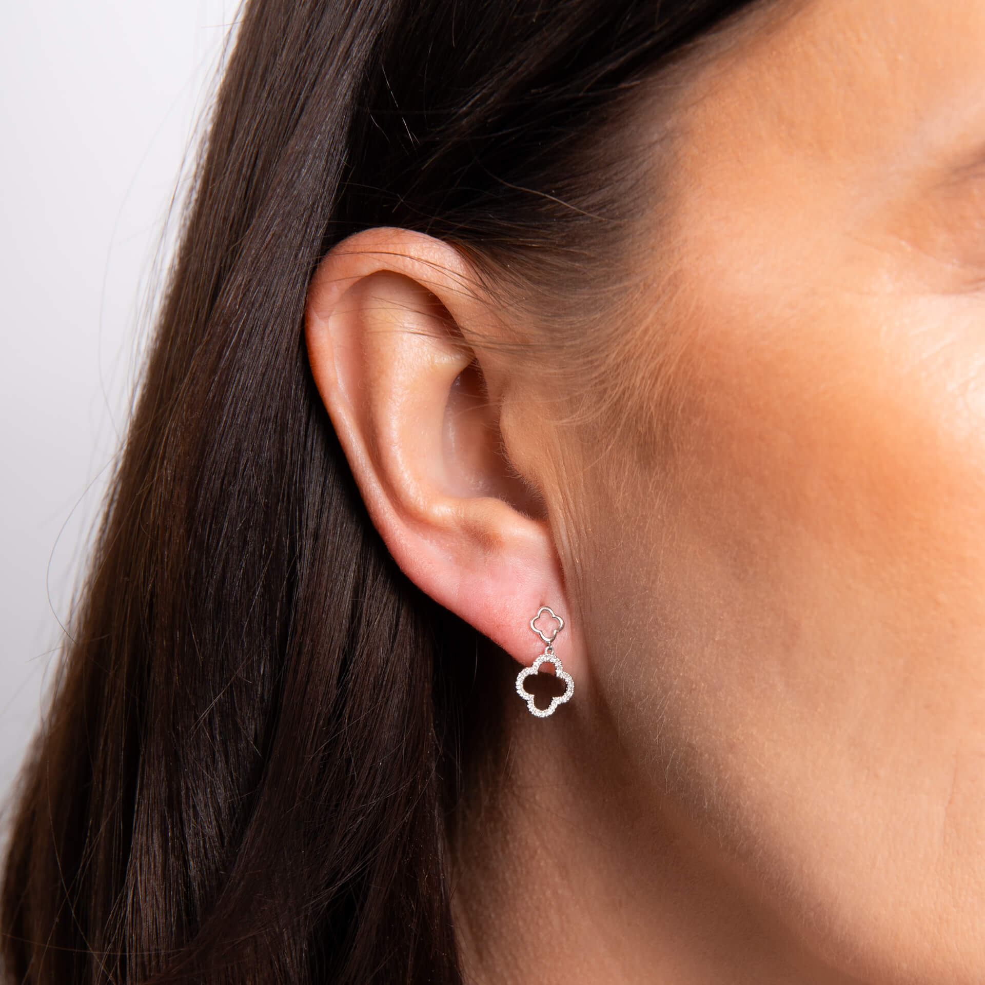 Elements Gold Diamond Quatrefoil Drop Earrings