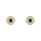 Elements Gold Ornate Sapphire Stud Earrings