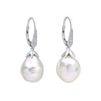 Elements Gold Oversized Baroque Pearl and White Topaz Detail Drop Earrings