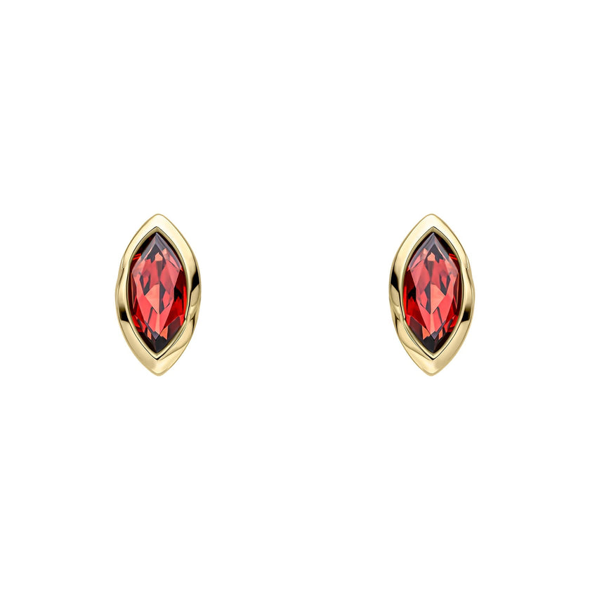 Elements Gold Marquise Garnet Stud Earrings