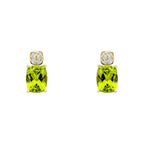 Elements Gold Cushion Cut and Cluster Peridot Earrings