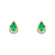 Elements Gold Teardrop Emerald and Diamond Stud Earrings