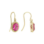 Elements Gold Oval Cut Pink Topaz Drop Earrings