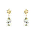 Elements Gold Fancy Cut Green Quartz Drop Earrings with Swirl Detail