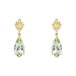 Elements Gold Fancy Cut Green Quartz Drop Earrings with Swirl Detail