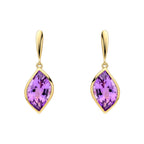 Elements Gold Flame Cut Amethyst Drop Earrings
