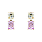 Elements Gold Toi et Moi Quartz and Amethyst Drop Earrings