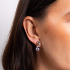 Elements Gold Toi et Moi Quartz and Amethyst Drop Earrings