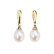 Elements Gold Freshwater Pearl and Diamond Drop Earrings