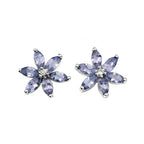 Elements Gold Tanzanite Flower Earrings with Diamond