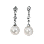 Elements Gold Freshwater Pearl and Diamond Drop Earrings
