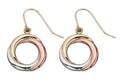 Elements Gold Tri-Metal Open Circle Drop Earrings