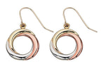 Elements Gold Tri-Metal Open Circle Drop Earrings