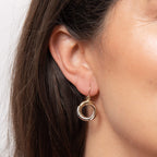 Elements Gold Tri-Metal Open Circle Drop Earrings