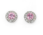 Elements Gold Pink Sapphire Earrings with Diamond Surround