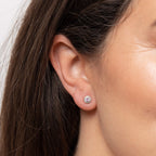 Elements Gold Pink Sapphire Earrings with Diamond Surround