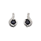 Elements Gold Blue Sapphire Swirl Earrings with Diamond