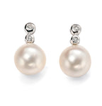 Elements Gold Freshwater Pearl Earrings with Diamonds