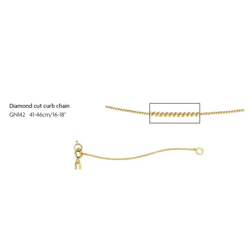 Elements Gold 0.8mm Diamond Cut Curb Chain 41cm-46cm