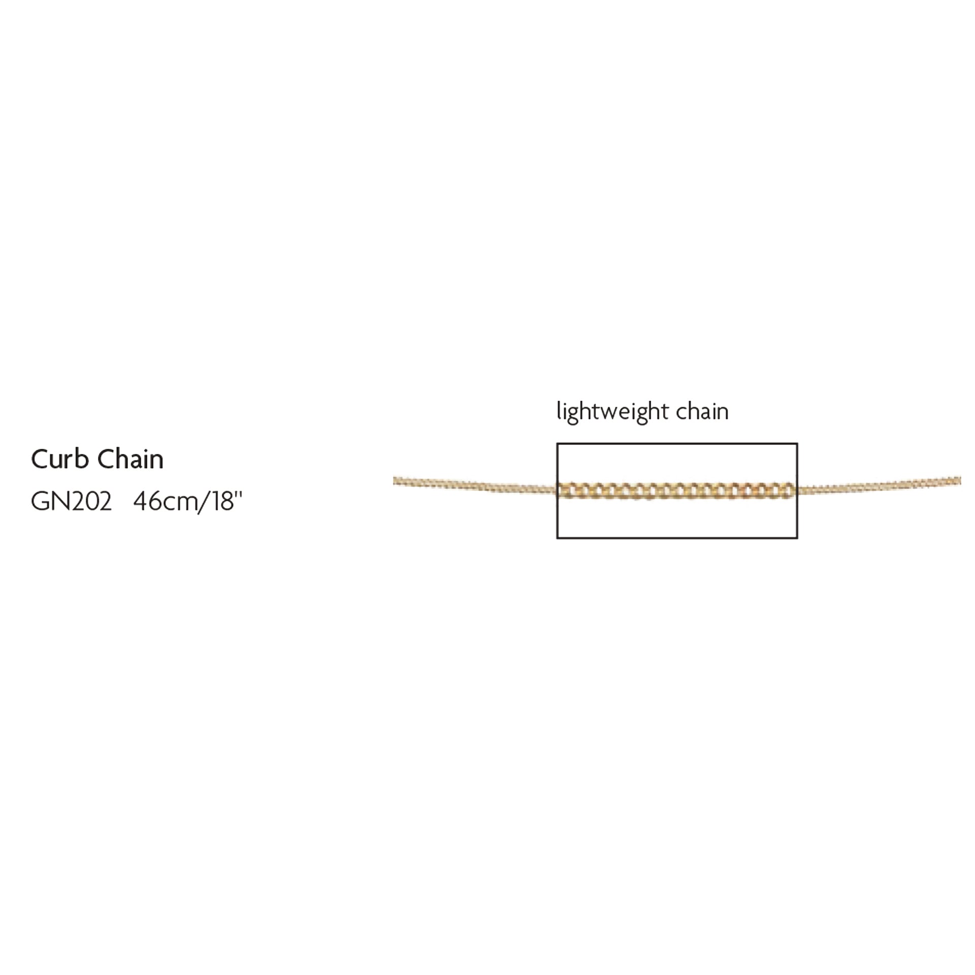Elements Gold 0.6mm Curb Chain 46cm