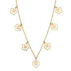 Elements Gold Heart and Flower Charm Necklace