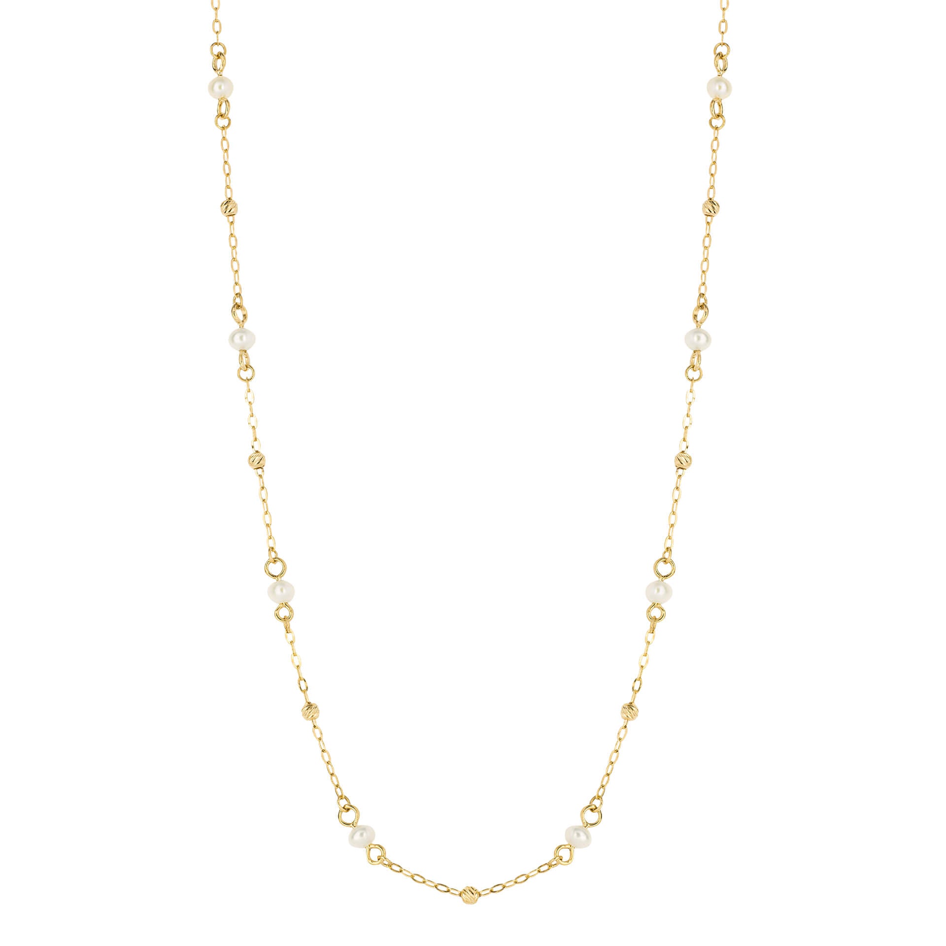 Elements Gold Trace Chain Station Necklace with Freshwater Pearls