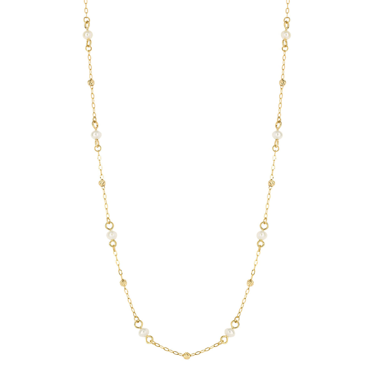 Elements Gold Trace Chain Station Necklace with Freshwater Pearls
