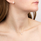 Elements Gold Diamond Cut Teardrop Necklace with Diamond