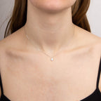 Elements Gold Diamond Cut Teardrop Necklace with Diamond