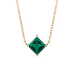 Elements Gold Princess Cut Necklace with Lab Created Precious Stones