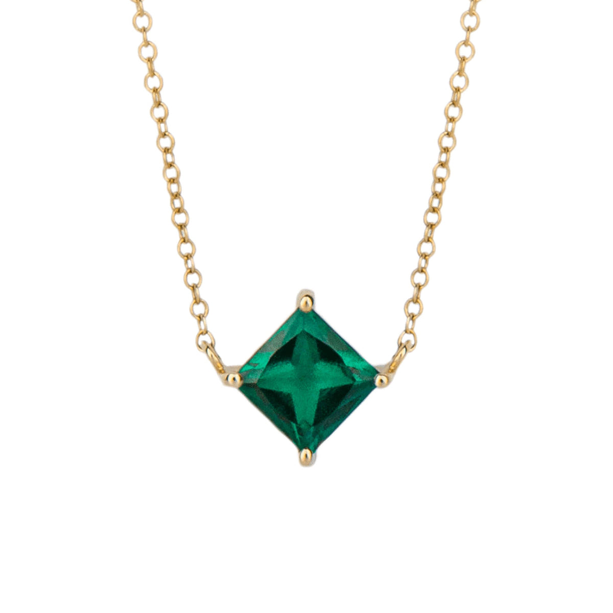 Elements Gold Princess Cut Necklace with Lab Created Precious Stones